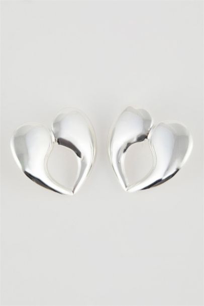 Woman Heart Silver Earring