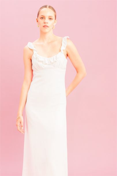A-Line Linen Strap Maxi Dress