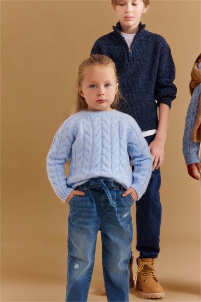 Свитер с круглым вырезом для малышей девочек