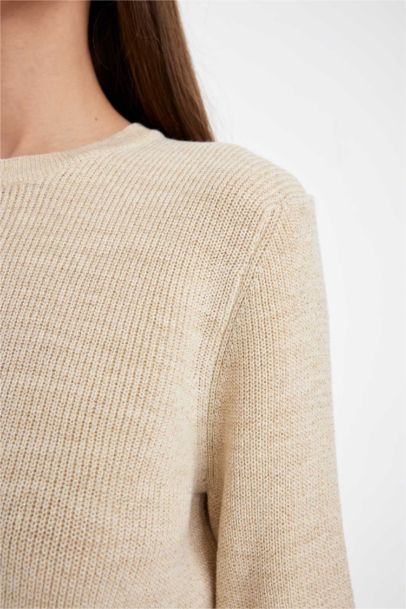 Regular Fit Crew Neck Glittery Fabric Pullover Tunic