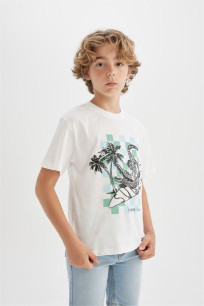 Boy Crew Neck Printed Short Sleeve T-Shirt