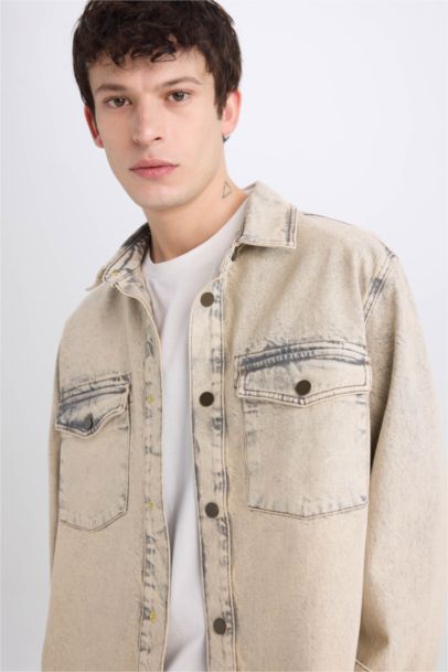 Relax Fit Pocketed Long Sleeve Denim Shirt