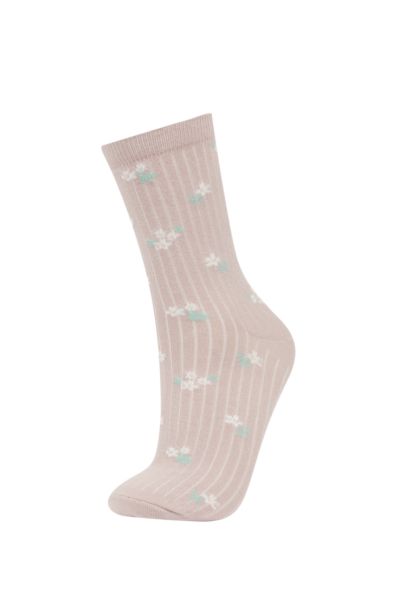 Woman Floral 5 Piece Cotton Long Socks