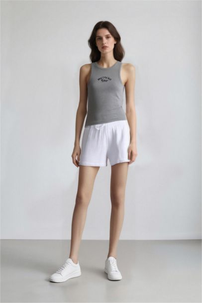 Relax Fit Muslin High Waist Short Leg Shorts