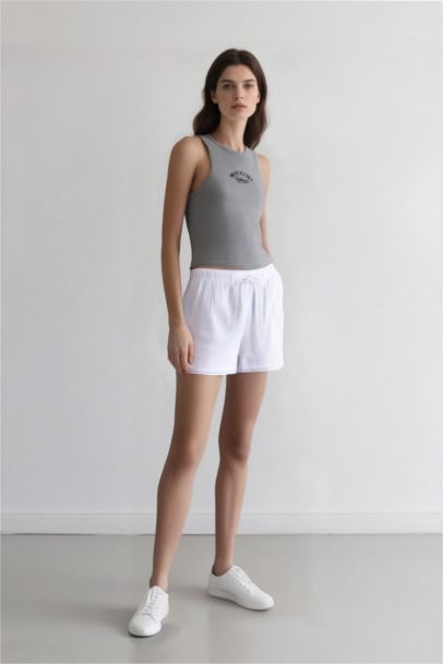 Relax Fit Muslin High Waist Short Leg Shorts