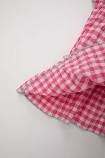 Baby Girl Checked Sleeveless Crinkle Dress