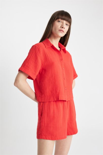 قميص نص كم موسلين واسع