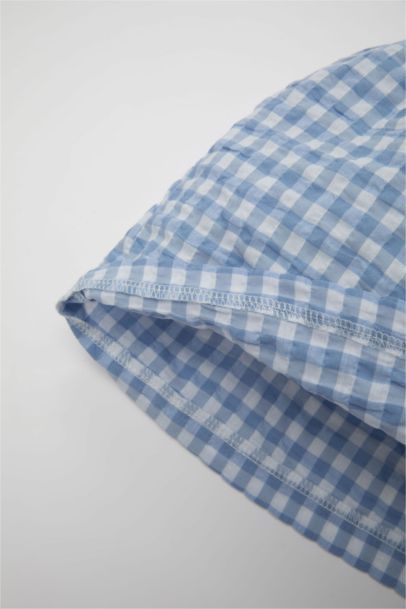 Baby Girl Checked Sleeveless Crinkle Dress