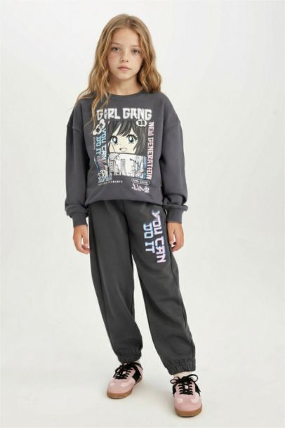 Girl Oversize Fit Printed Sweatshirt