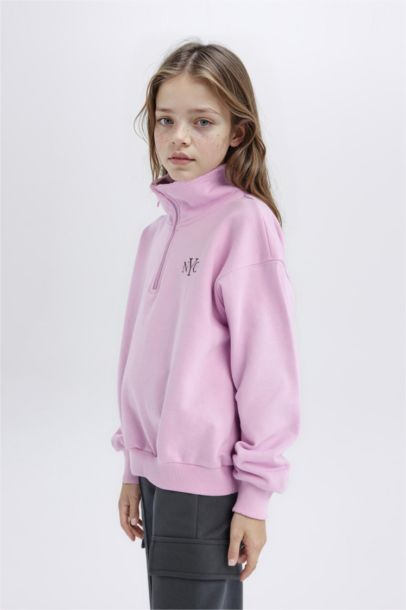 Sweat-shirt imprimé Coupe décontractée à demi-fermeture éclair