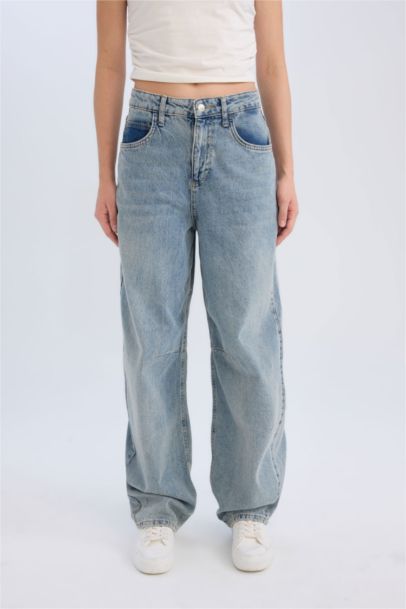 Baggy Fit High Waist Long Jeans