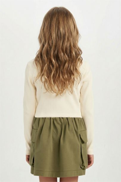 تيشيرت كم طويل مضلع سليم فيت برقبة مستديرة