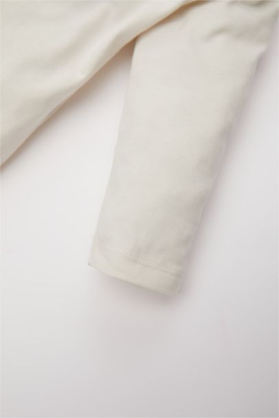 تيشيرت بيبي بناتي كم طويل قصة عادية بياقة مستديرة