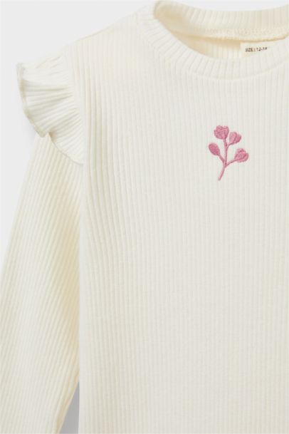 تيشيرت بيبي بناتي ردن طويل مضلع فلورال قصة عادية