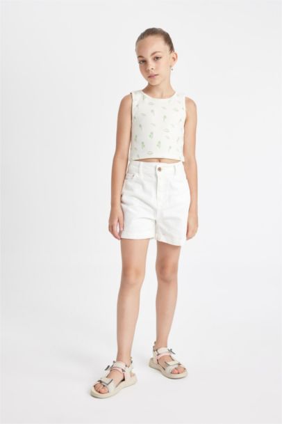 كروب توب بناتي هاواي برقبة مستديرة