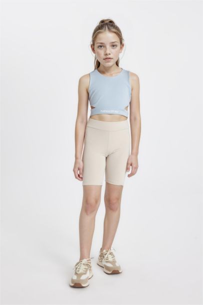 كروب توب بناتي رياضي بدون كم بياقة مستديرة