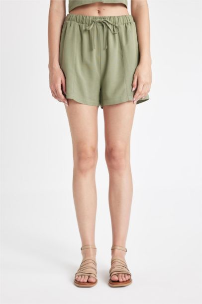 Regular Fit Normal Waist Linen Blend Shorts