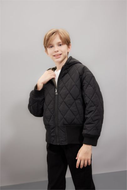 Boy Hooded Two Sided Puffer Jacket