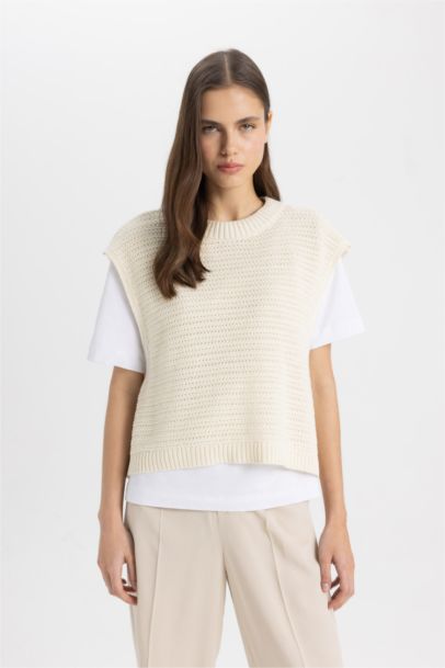 يلك صوف بدون ردن بياخة مستديرة