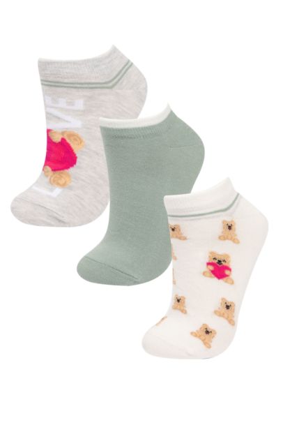 شرابات قصيرة حريمي قطن بطباعة - 3 قطع