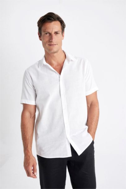 Regular Fit Polo Collar Cotton Short Sleeve Shirt
