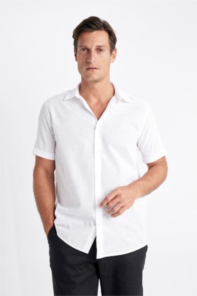 Regular Fit Polo Collar Cotton Short Sleeve Shirt