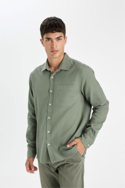 Chemise à Manches Longues en Tricot Coton à Col Polo