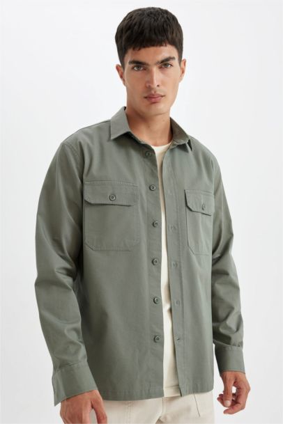 Chemise à Manches Longues en Tricot Coton à Col Polo