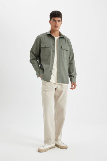 Chemise à Manches Longues en Tricot Coton à Col Polo