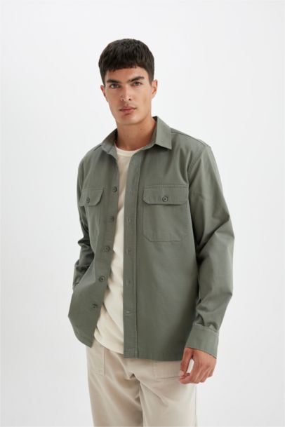 Chemise à Manches Longues en Tricot Coton à Col Polo