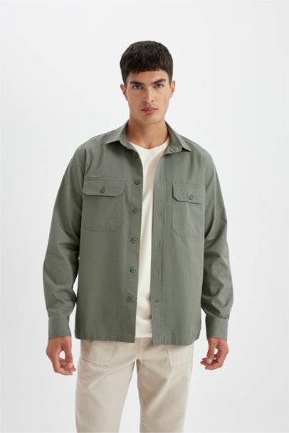 Chemise à Manches Longues en Tricot Coton à Col Polo