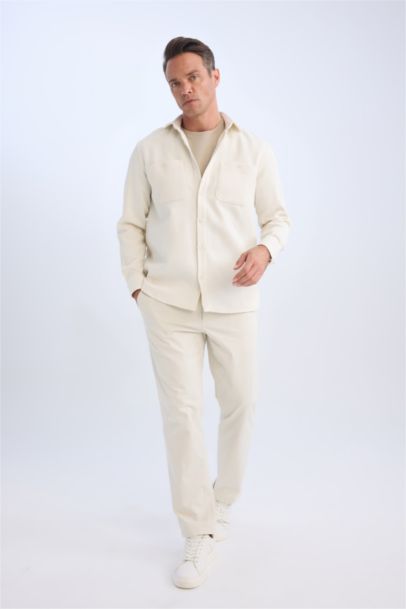 قميص فلانيل قصة مريحة بياخة بولو