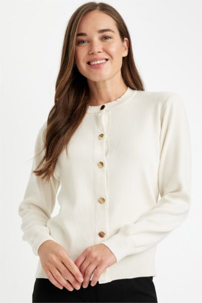 Regular Fit Crew Neck Cardigan