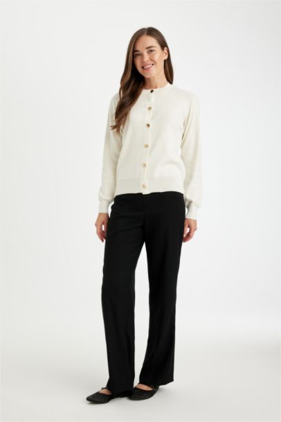 Regular Fit Crew Neck Cardigan