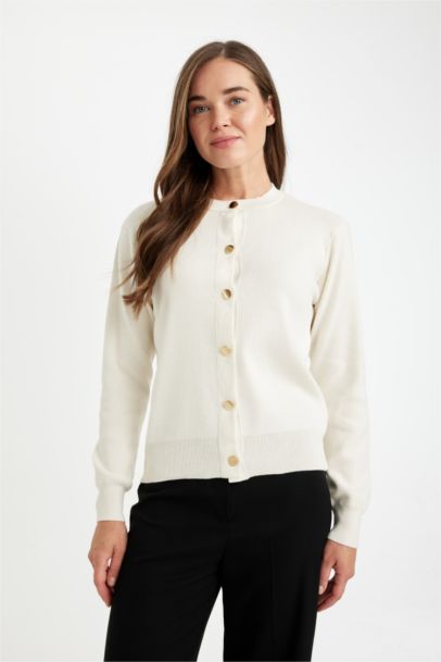 Regular Fit Crew Neck Cardigan