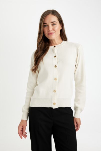 Regular Fit Crew Neck Cardigan