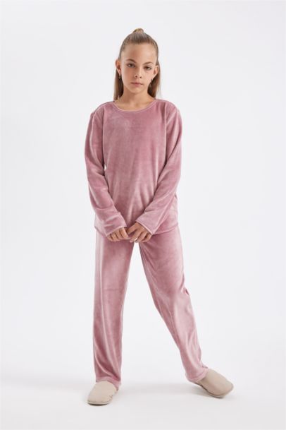 Girl Regular Fit Polar Fleece 2 Piece Pajama Set