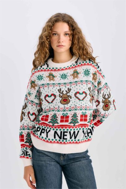 Christmas Themed Crew Neck Pullover
