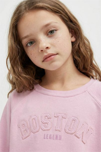 Girl Oversize Fit Slogan Printed Sweatshirt