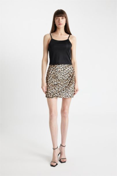 Satin Normal Waist Mini Skirt