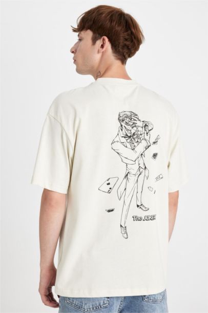 تي شيرت اوفر سايز نص ردن بطبعة من الخلف من باتمان