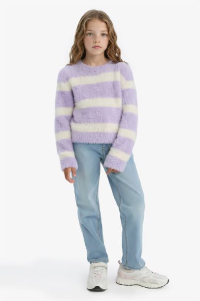 Girl Crew Neck Striped Pullover