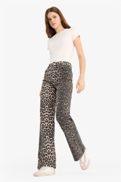 بنطلون تايجر جبردين قصة مستقيمة وخصر عالي