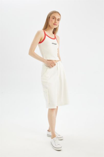 Gabardine High waist Bermuda