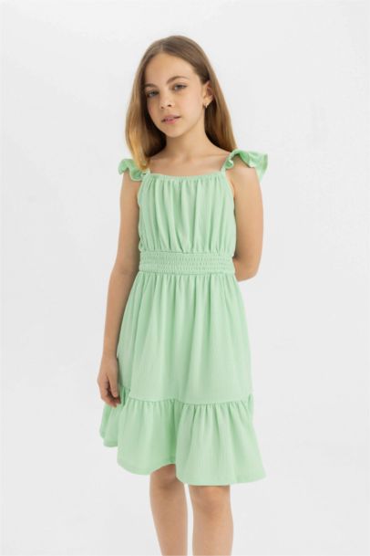 Girl Strappy Wrinkled Dress