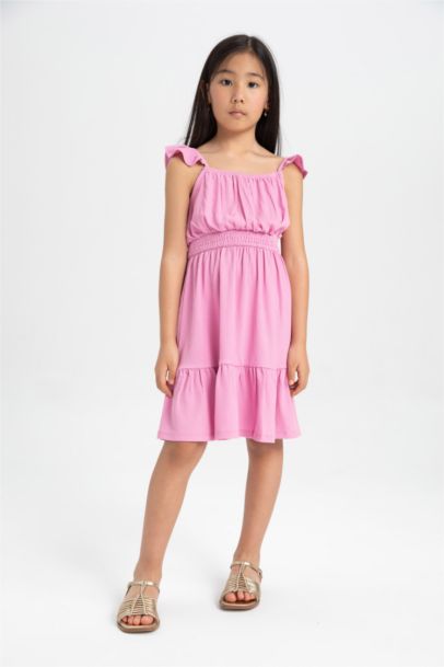 Girl Strappy Wrinkled Dress