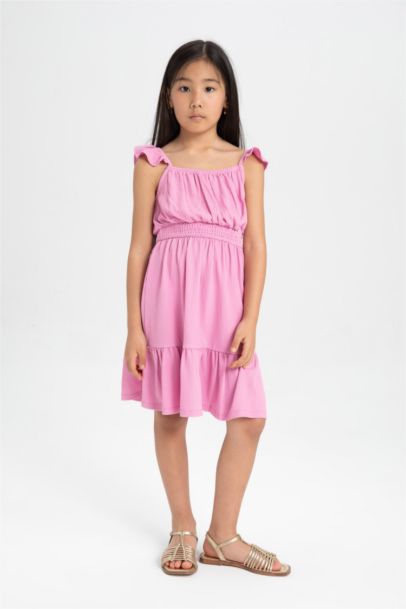 Girl Strappy Wrinkled Dress