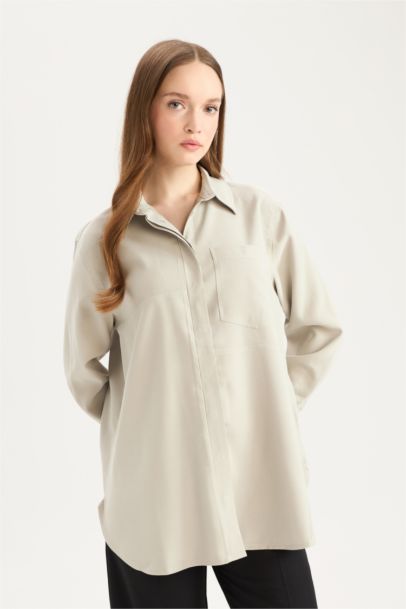Relax Fit modal Shirt Collar Long Sleeve Tunic