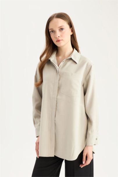 Relax Fit modal Shirt Collar Long Sleeve Tunic