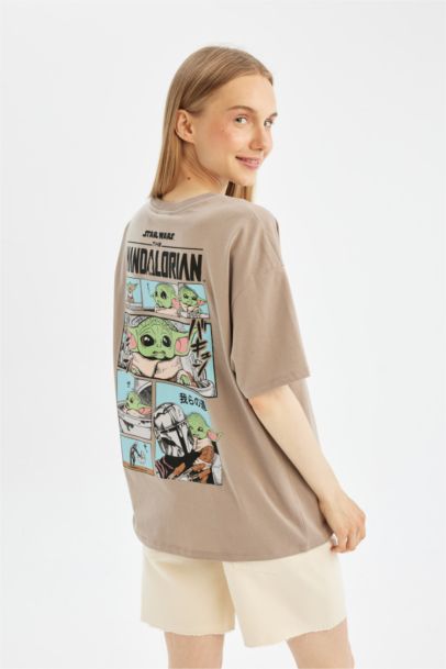 Star Wars-Mandalorian Oversize Fit Printed T-Shirt